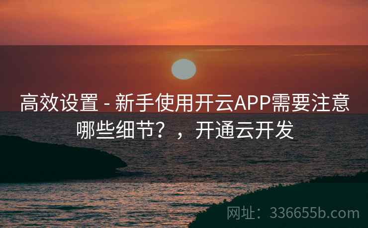 高效设置 - 新手使用开云APP需要注意哪些细节？，开通云开发
