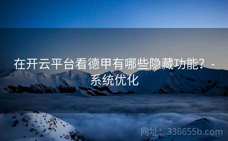 在开云平台看德甲有哪些隐藏功能？-系统优化